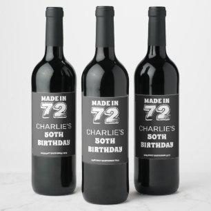 Étiquette Pour Bouteilles De Vin 50e anniversaire Fabriqué en 72 Vintage désorganis