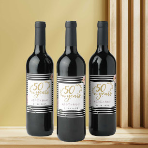 Étiquette Pour Bouteilles De Vin 50e anniversaire mariage parties scintillant aquar