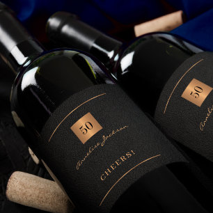 Étiquette Pour Bouteilles De Vin 50e anniversaire noir or simple élégant à votre sa
