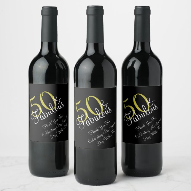 Étiquette Pour Bouteilles De Vin 50e et fabuleux Merci d'anniversaire Gold & White (Bouteilles)