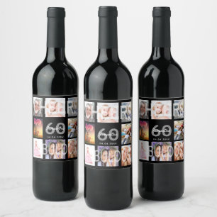 Étiquette Pour Bouteilles De Vin 60 & fabuleux anniversaire personnalisé photo coll