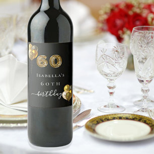 Étiquette Pour Bouteilles De Vin 60e anniversaire animal léopard noir or