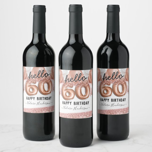 Étiquette Pour Bouteilles De Vin 60e anniversaire Ballons de Parties scintillant ro (Bouteilles)