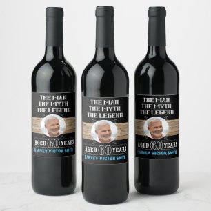 Étiquette Pour Bouteilles De Vin 60e anniversaire L'homme Le mythe La légende Photo