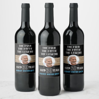 Étiquette Pour Bouteilles De Vin 60e anniversaire L'homme Le mythe La légende Photo