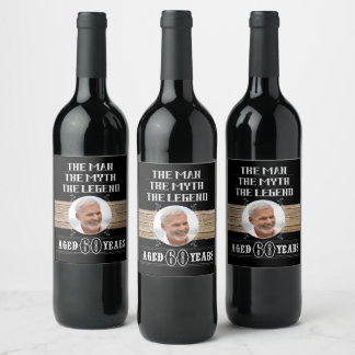 Étiquette Pour Bouteilles De Vin 60e anniversaire L'homme Le mythe Le parti de la l