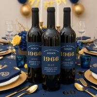 60e anniversaire Nom 1966 Blue Gold Elegant Chic