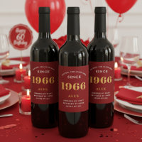 60e anniversaire Nom 1966 Rouge or élégant chic