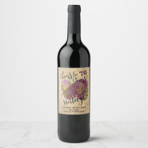 Étiquette Pour Bouteilles De Vin 70e anniversaire Cheers à 70 ans Vintage Personnal