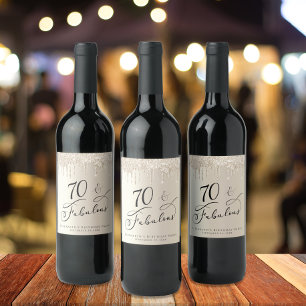 Étiquette Pour Bouteilles De Vin 70e anniversaire Parties scintillant d'or