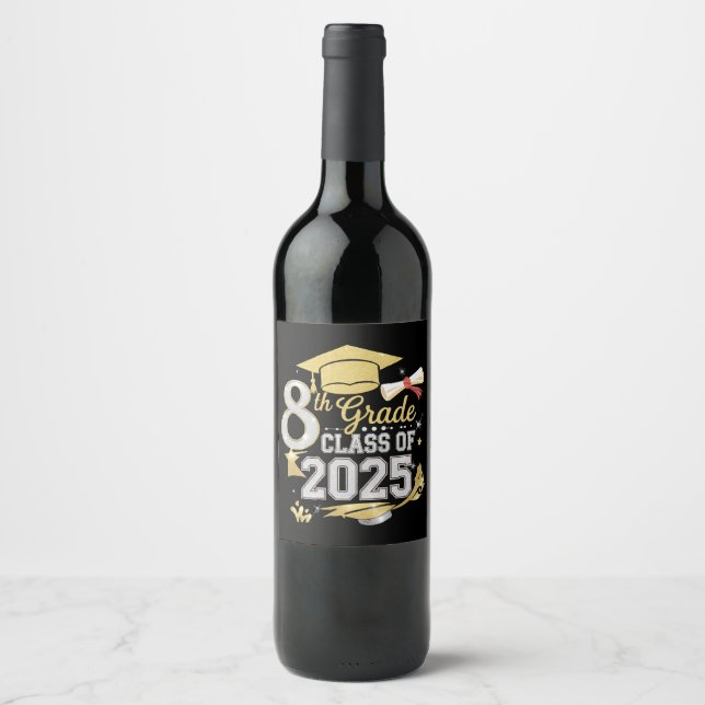 Étiquette Pour Bouteilles De Vin 8e Classe De 2025 Graduate Graduation (Devant)
