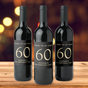 Étiquette Pour Bouteilles De Vin À la fête pour 60 ans Fête d'anniversaire 60 ans B