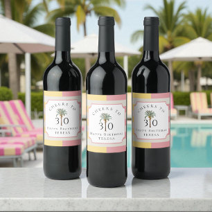 Étiquette Pour Bouteilles De Vin À la trentaine, Palm Beach Tropical Anniversaire