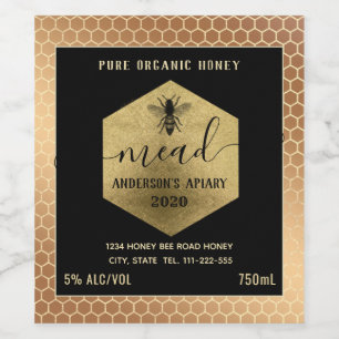 Étiquette Pour Bouteilles De Vin Abeille de miel moderne peigne