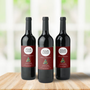 Étiquette Pour Bouteilles De Vin Add your Logo Custom Text Promotion Christmas Tree