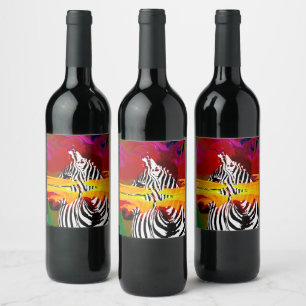 Étiquette Pour Bouteilles De Vin African Safari Zebra Dream
