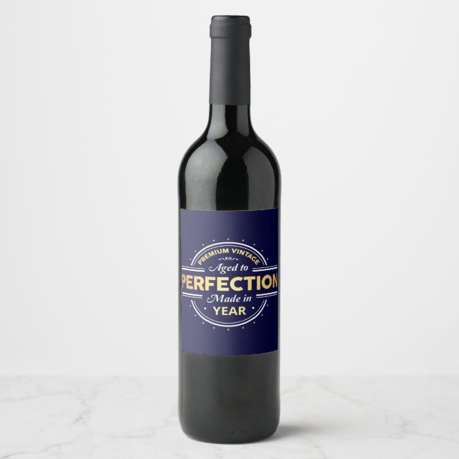 Étiquette Pour Bouteilles De Vin Âgé à la perfection année de naissance (Devant)