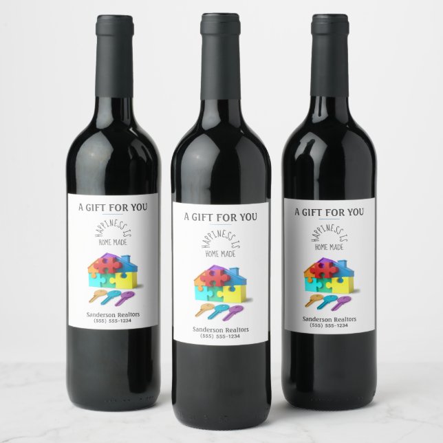 Étiquette Pour Bouteilles De Vin Agent immobilier personnalisé (Bouteilles)