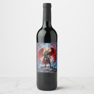 Étiquette Pour Bouteilles De Vin Aile cramoisie – Guerrière de l'ange déchu.