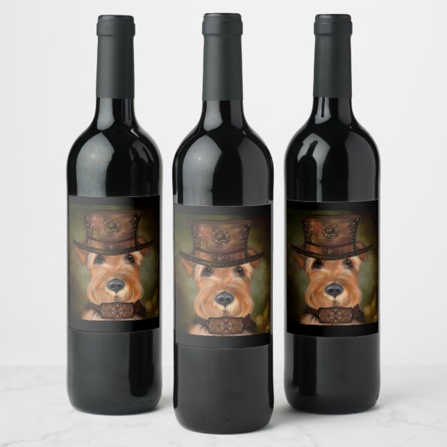 ÉTIQUETTE POUR BOUTEILLES DE VIN AIRDALE TERRIER  (Bouteilles)