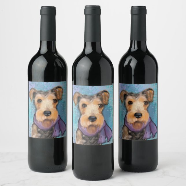 Étiquette Pour Bouteilles De Vin Airedale Terrier (Bouteilles)