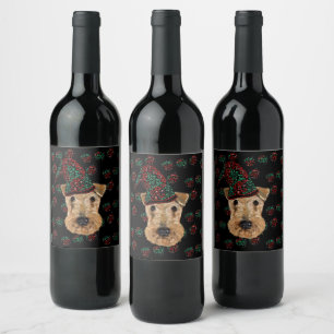 ÉTIQUETTE POUR BOUTEILLES DE VIN AIREDALE TERRIER