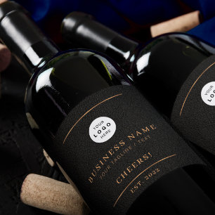 Étiquette Pour Bouteilles De Vin Ajoutez votre logo noir nom de l'entreprise commer