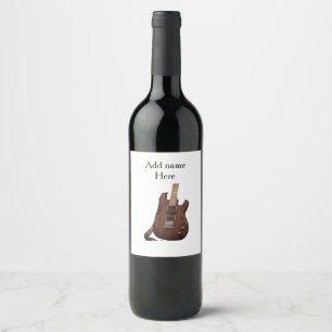 Étiquette Pour Bouteilles De Vin Ajoutez votre nom texte marron guitare acoustique