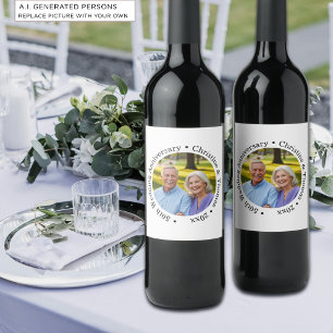 Étiquette Pour Bouteilles De Vin Ajoutez votre propre photo de couple 50e anniversa