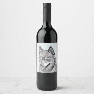 Étiquette Pour Bouteilles De Vin Alaskan Klee Kai Peinture - Cute Original Chien Ar