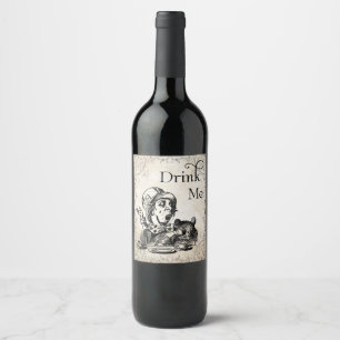 Étiquette Pour Bouteilles De Vin Alice au pays des merveilles a mangé de la haine B