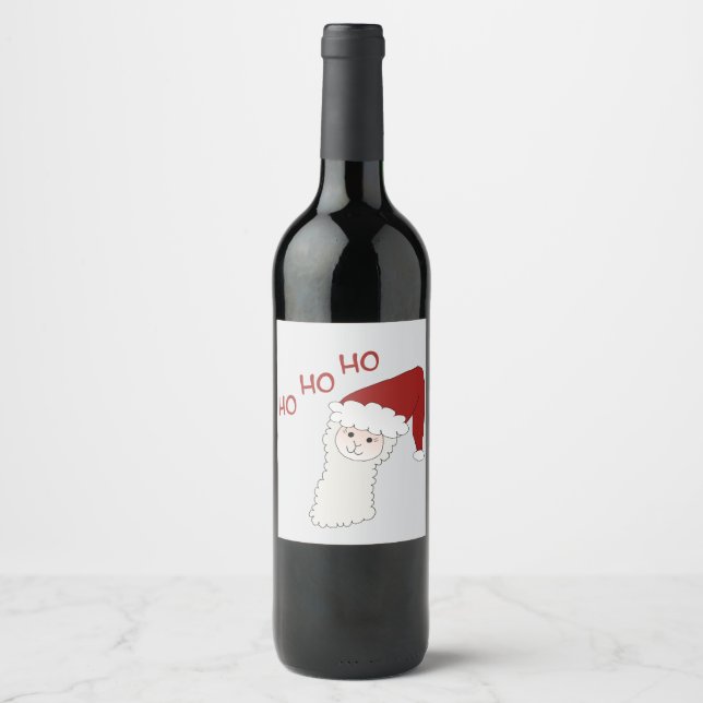 Étiquette Pour Bouteilles De Vin Alpaka Noël Alpaca Lama (Devant)