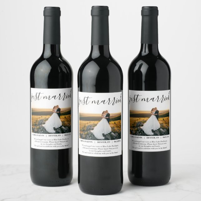 Étiquette Pour Bouteilles De Vin Alternative juste marié Mariage Faire-part (Bouteilles)