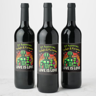 Étiquette Pour Bouteilles De Vin Amateurs Aliens Sous Coucher De Soleil