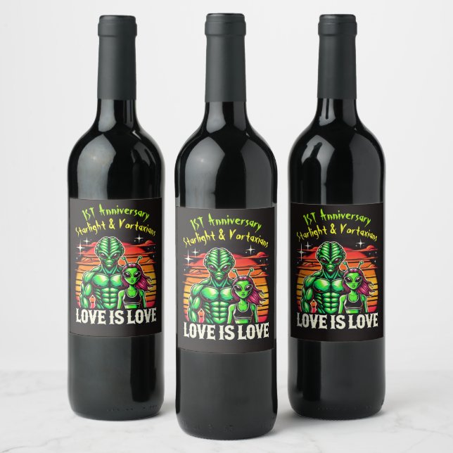 Étiquette Pour Bouteilles De Vin Amateurs Aliens Sous Coucher De Soleil (Bouteilles)