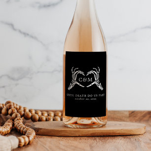 Étiquette Pour Bouteilles De Vin Amateurs jusqu'à la mort Skeletons & Mariage Rose