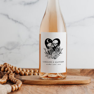 Étiquette Pour Bouteilles De Vin Amateurs jusqu'à la mort Skeletons & Mariage Rose