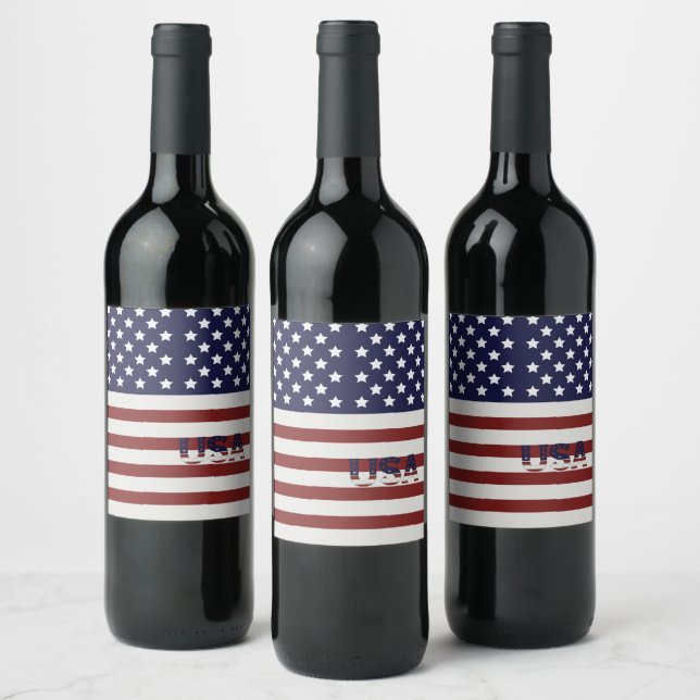 Étiquette Pour Bouteilles De Vin America Drapeau américain Motif américain (Bouteilles)