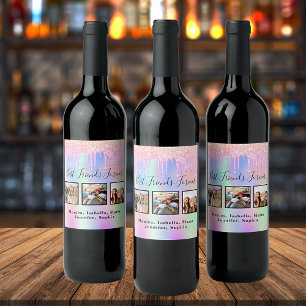 Étiquette Pour Bouteilles De Vin Amis pour toujours rose violet parties scintillant