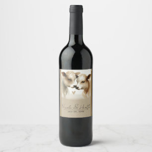 Étiquette Pour Bouteilles De Vin Amour de vache marron crème mariage à la campagne