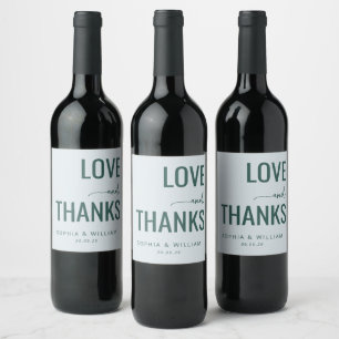 Étiquette Pour Bouteilles De Vin Amour élégant sarcelle merci