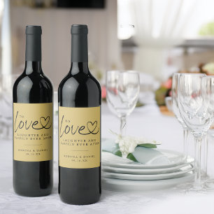 Étiquette Pour Bouteilles De Vin Amour Moderne Rire Heureusement Mariage Après