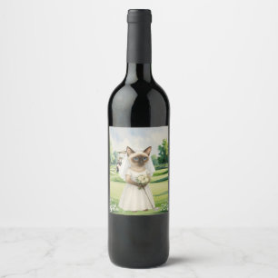 Étiquette Pour Bouteilles De Vin Amoureux de les chats Mariages de golf sur le parc