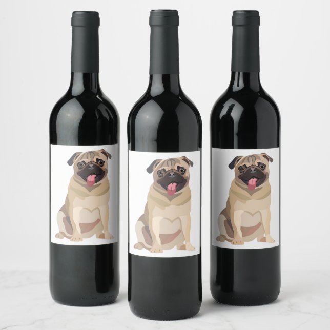 Étiquette Pour Bouteilles De Vin Amusant Carlin chien animal de compagnie | Cadeau  (Bouteilles)