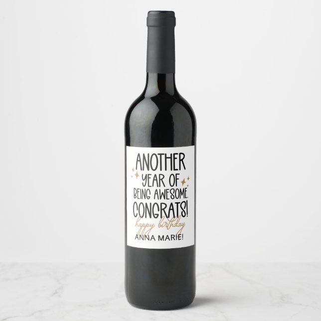 Étiquette Pour Bouteilles De Vin Amusant Joyeux Anniversaire Vieillir (Devant)