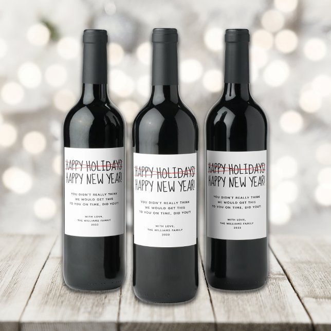 Étiquette Pour Bouteilles De Vin Amusant Moderne Fin Bonne Année Fête (Créateur téléchargé)