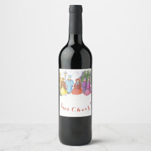 ÉTIQUETTE POUR BOUTEILLES DE VIN ANCIEN CHRISTMAS CAROLERS XMAS CHEER