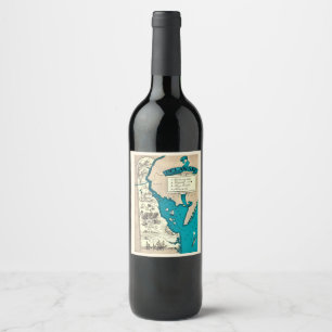 Étiquette Pour Bouteilles De Vin Ancienne carte du Delaware