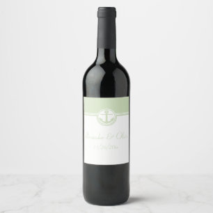 Étiquette Pour Bouteilles De Vin Ancre marine verte à la menthe