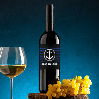 Étiquette Pour Bouteilles De Vin Ancre maritime marine Nom du capitaine et Bateau r